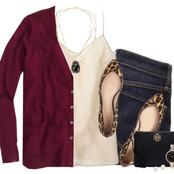 J Crew Marina wool Burgundy Cardigan - Picture 4 of 4